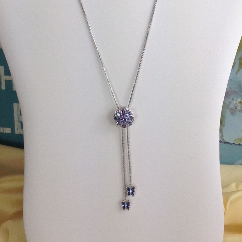 Genuine Tanzanite Lariat Necklace 18-20" - Picture 3 of 8